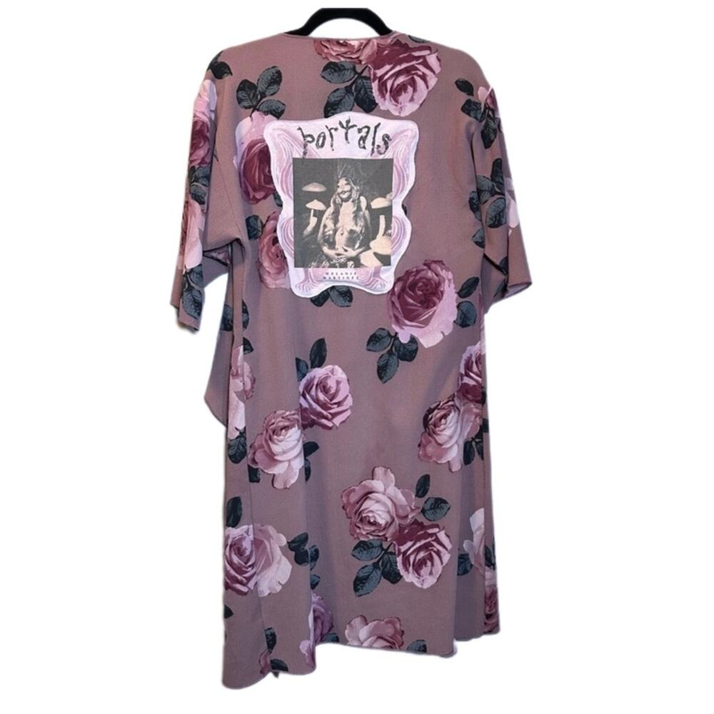 Portals kimono up cycle floral dusty rose